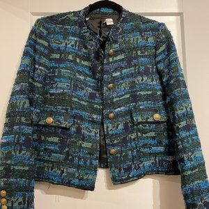 Zara Tweed Textured Jacket with Gold Buttons in Size Medium